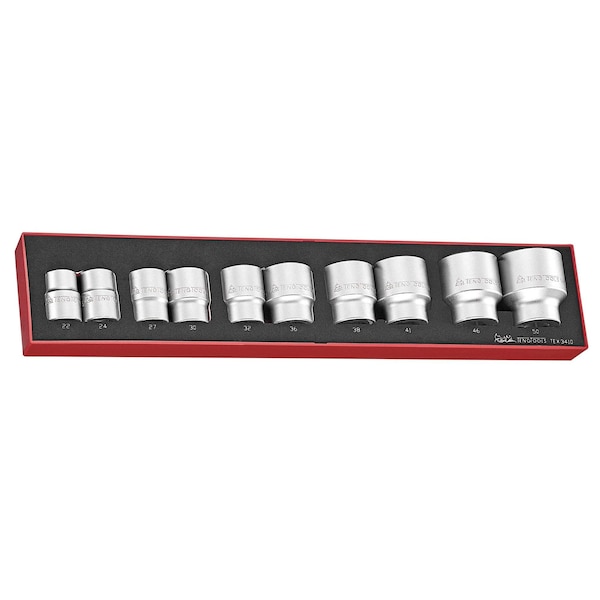 10 Piece 3/4" Drive 6 Point Metric Shallow Socket Set